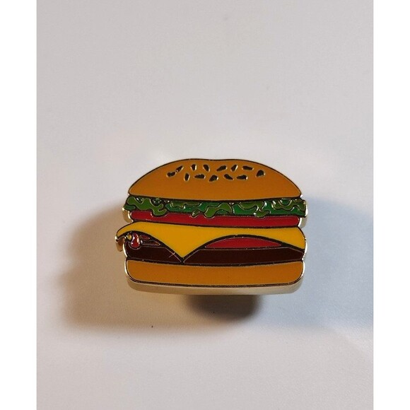 Jibbitz Cheeseburger Shoe Charm Crocs Metal Enamel Fast Food - Picture 1 of 4